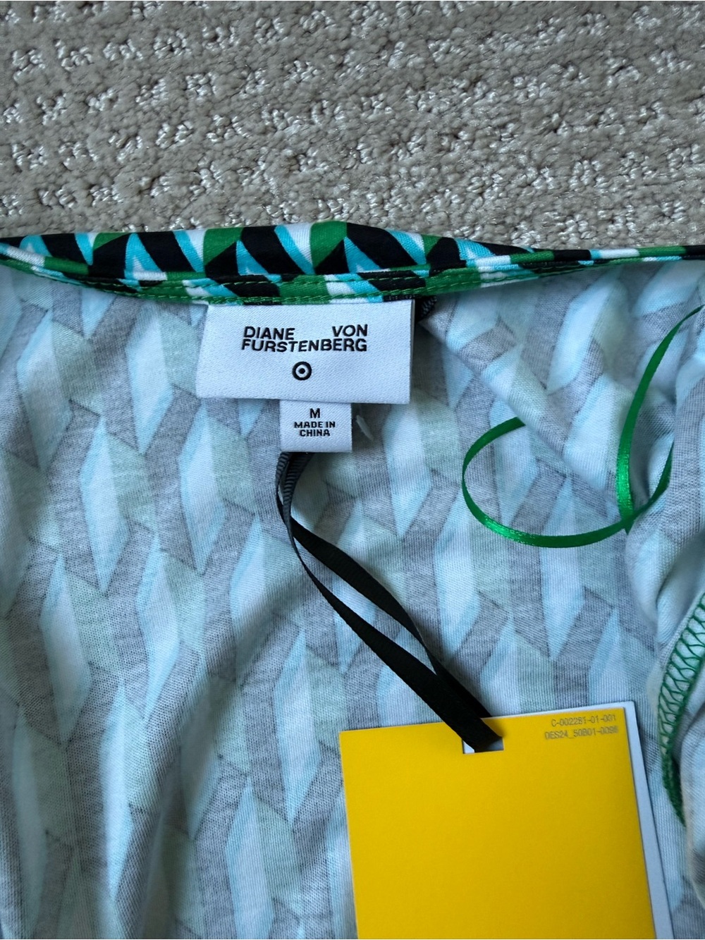 Diane Von Furstenberg DVF x Target Green & Black Geometric Wrap Midi Dress M - Picture 4 of 9